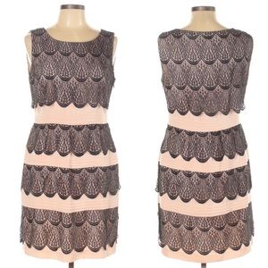 BCBGMaxAzria Lorenna Blush Pink Lace Sheath Dress